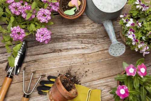 Seasonal garden maintenance in a residential The Hale property